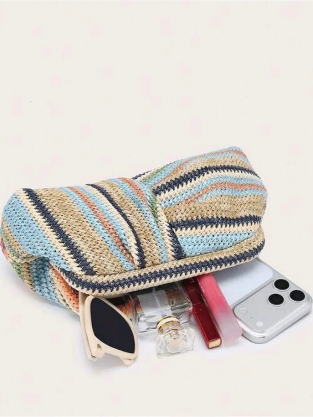 Multicolor Woven Clutch Bag -
